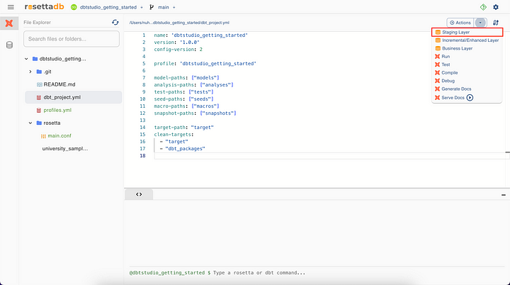 Rosetta DBT Studio Screenshot