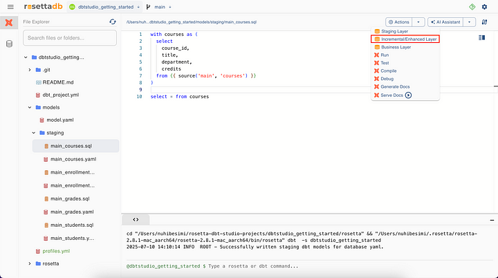Rosetta DBT Studio Screenshot